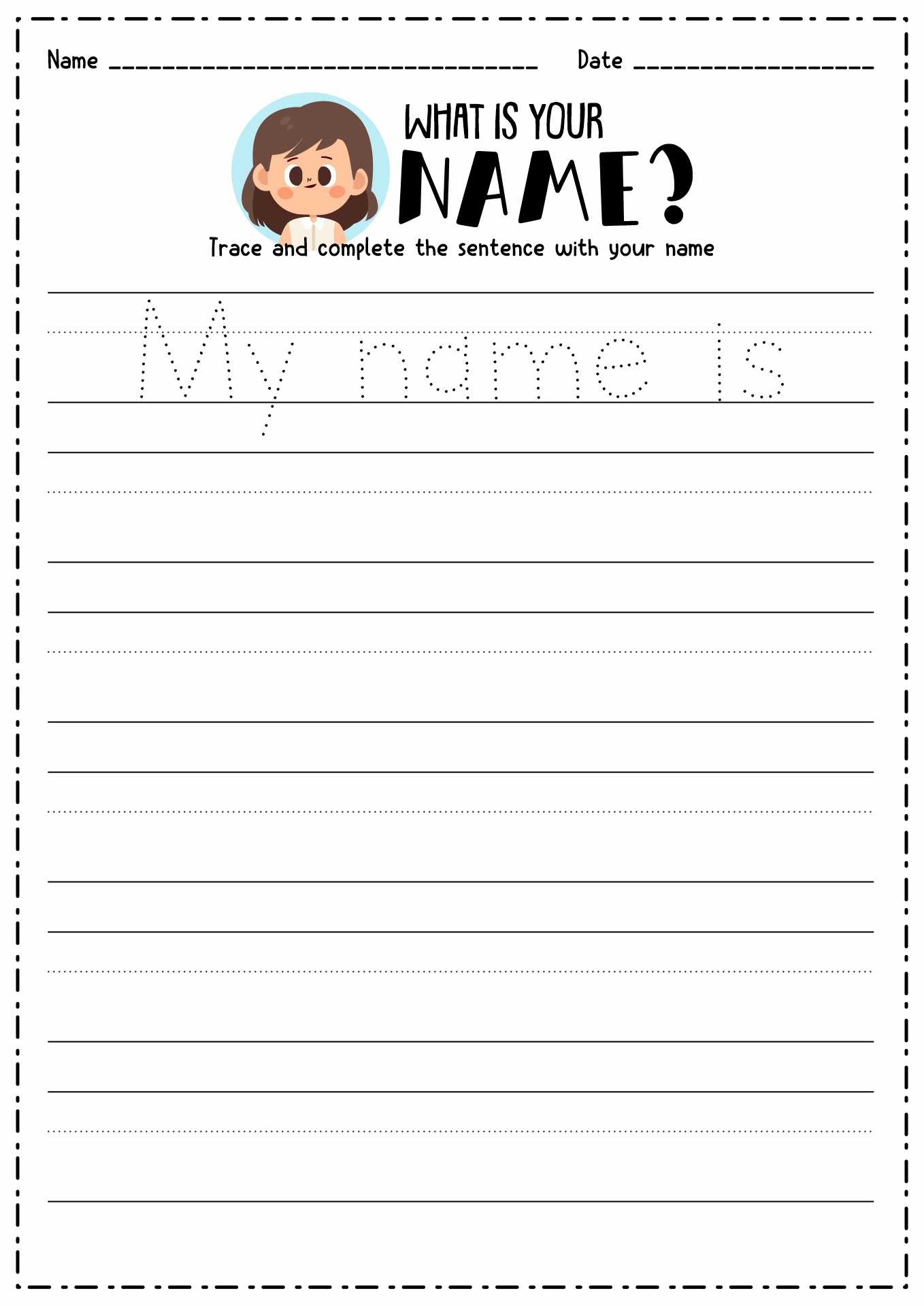 Printable Trace My Name Worksheet 19