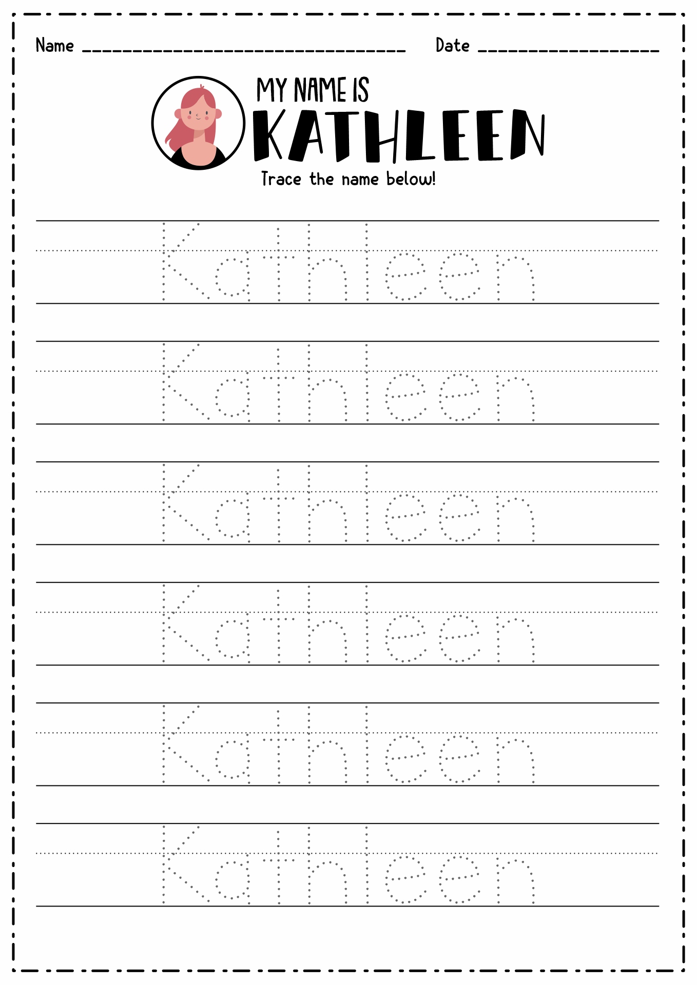 Printable Trace My Name Worksheet 29