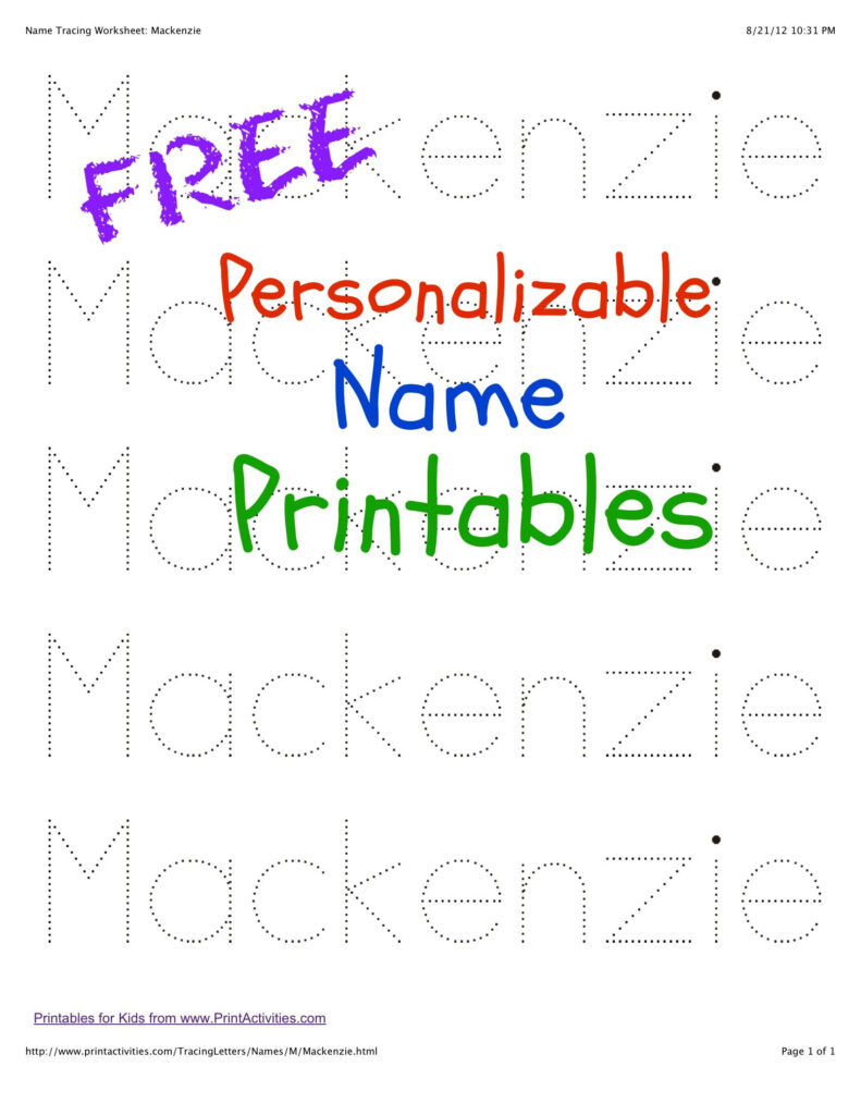 Printable Trace My Name Worksheet 3