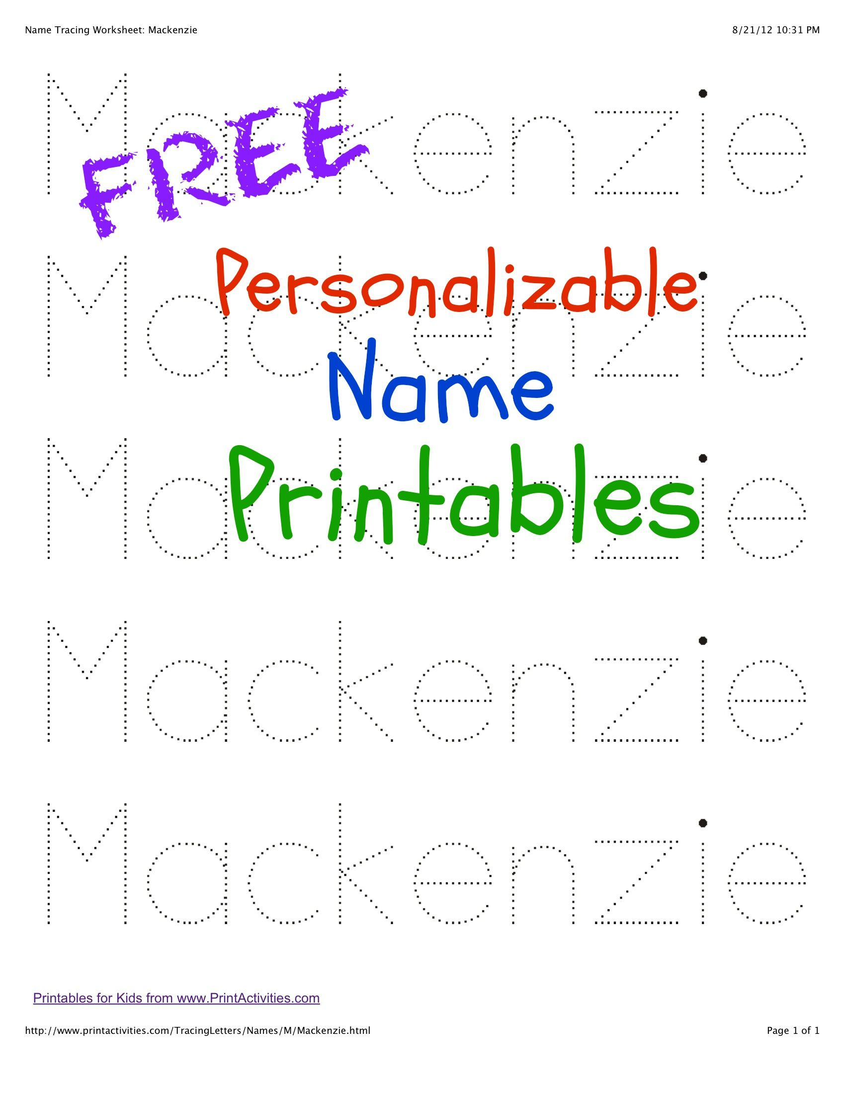 Printable Trace My Name Worksheet 37