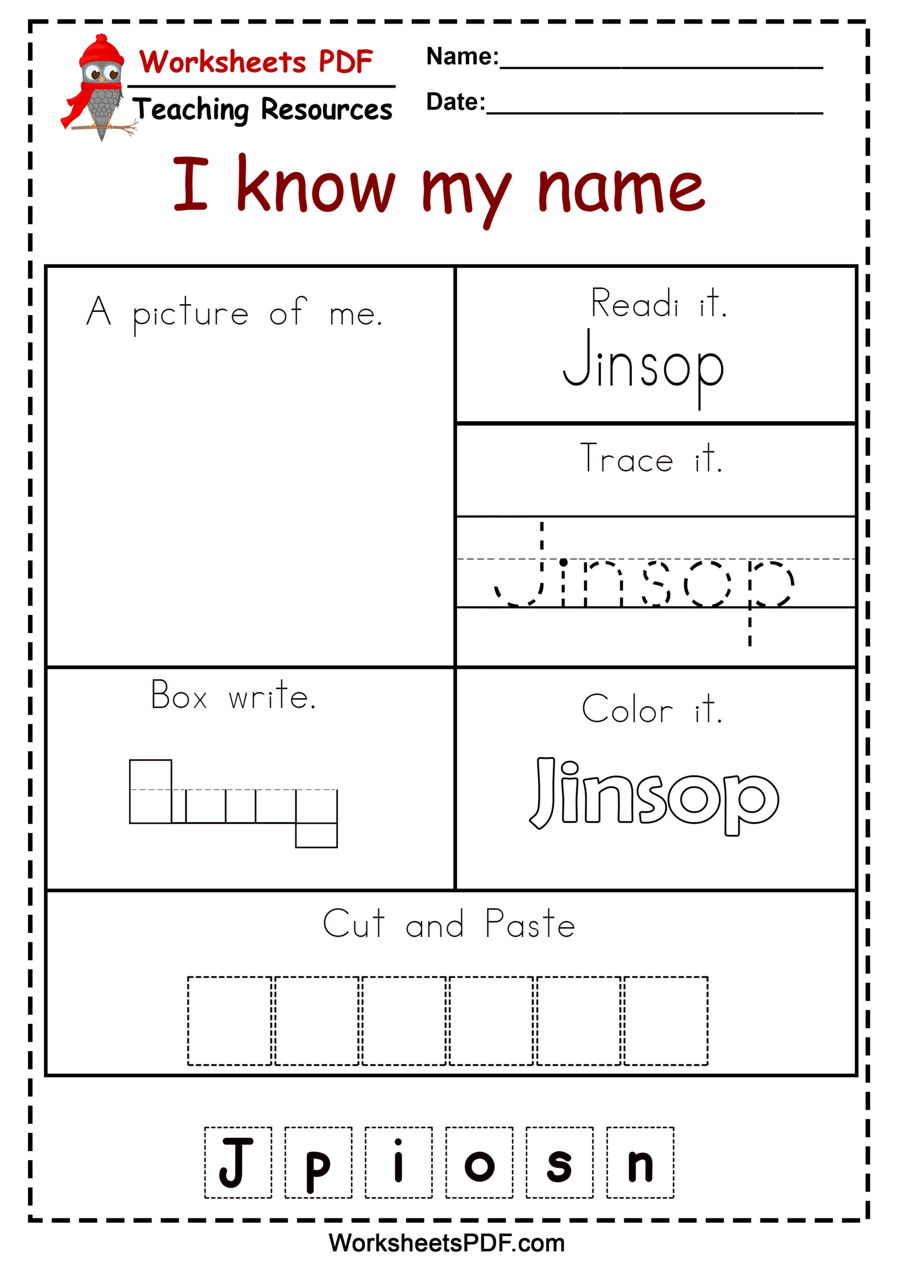 Printable Trace My Name Worksheet 45