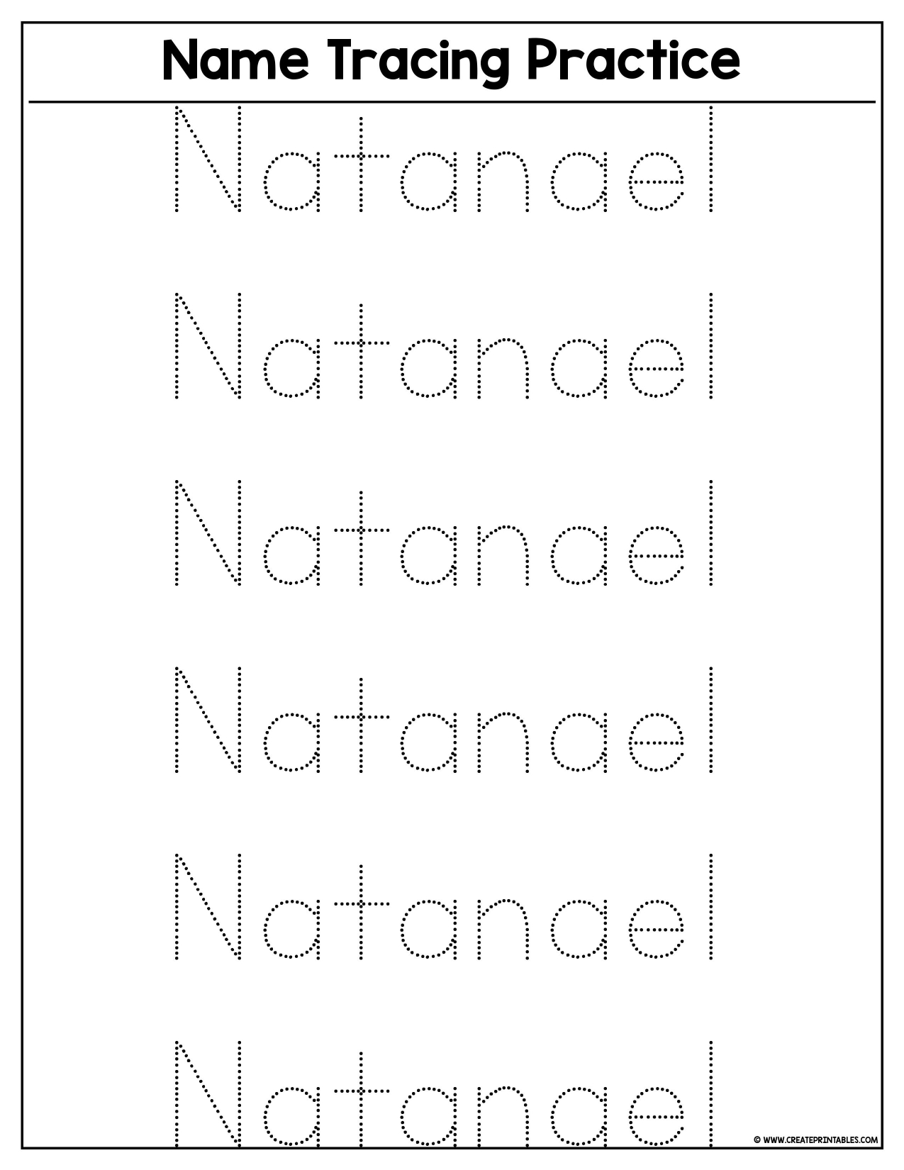 Printable Trace My Name Worksheet 58