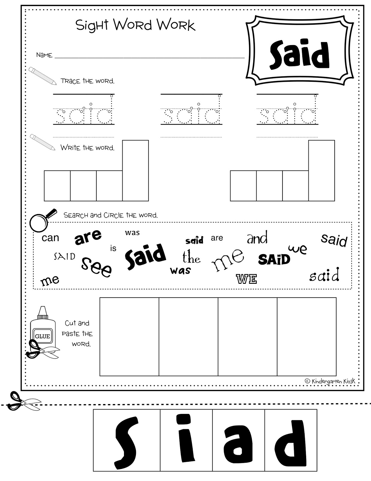 Said Sight Word Worksheet 15