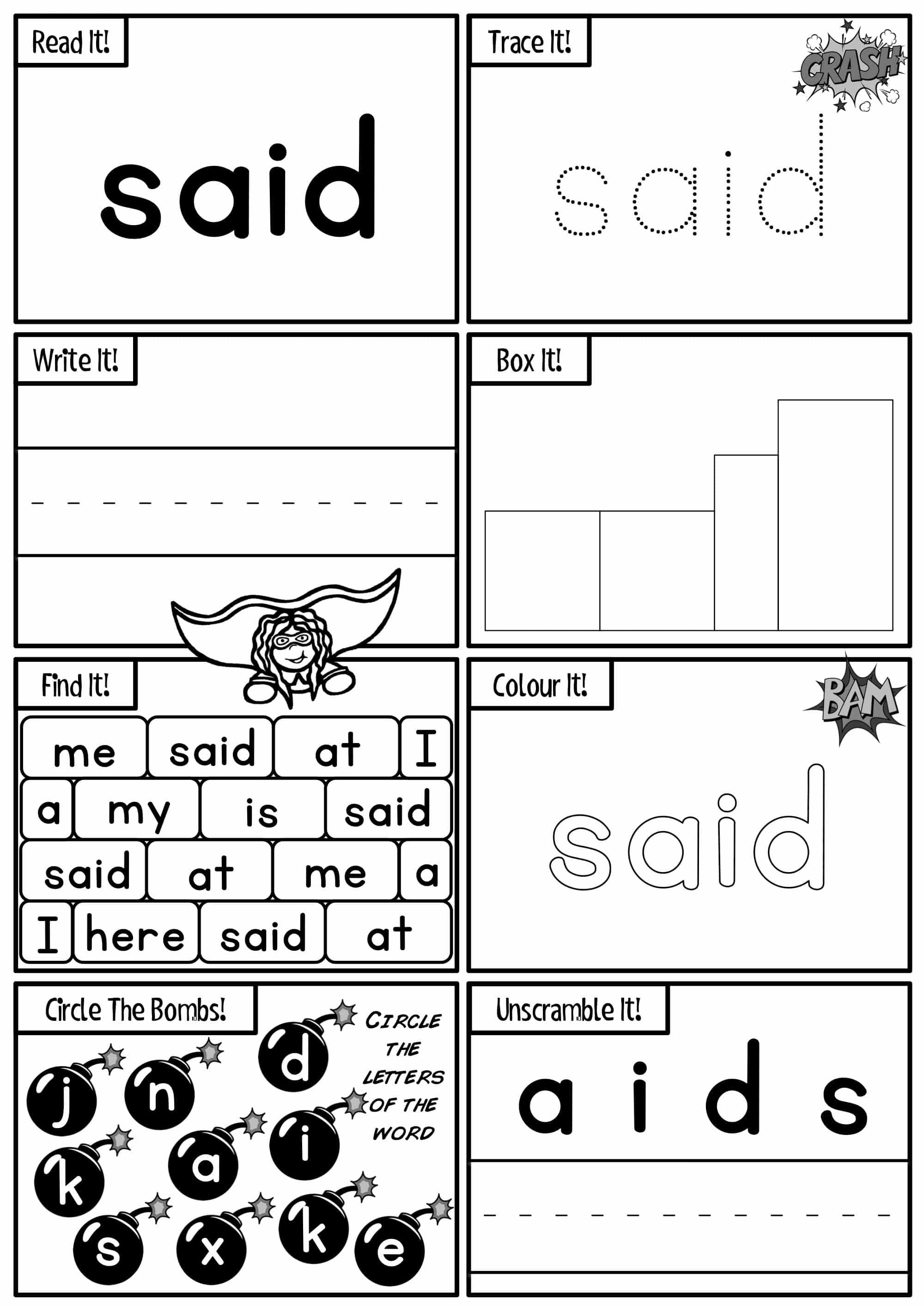 Said Sight Word Worksheet 40