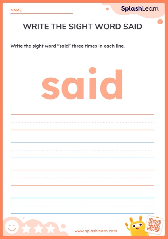 Said Sight Word Worksheet 41