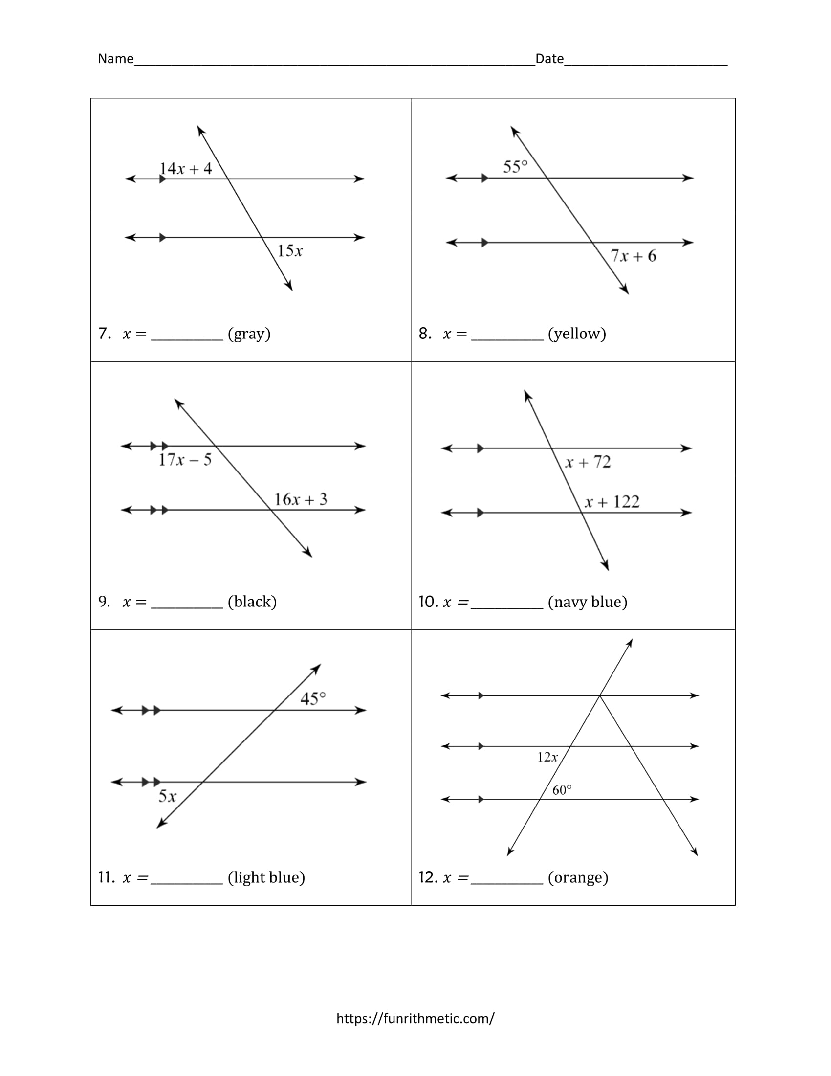 Save 50 Parallel Lines Transversal Worksheet 13