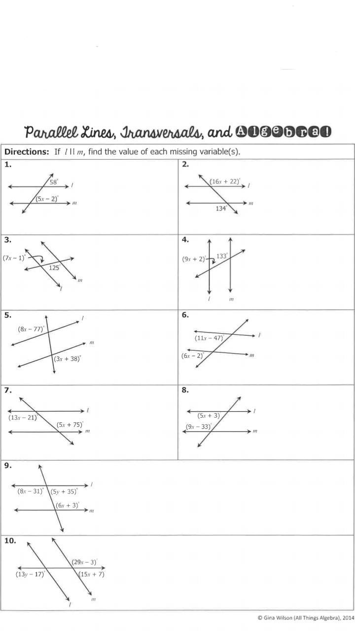 Save 50 Parallel Lines Transversal Worksheet 14