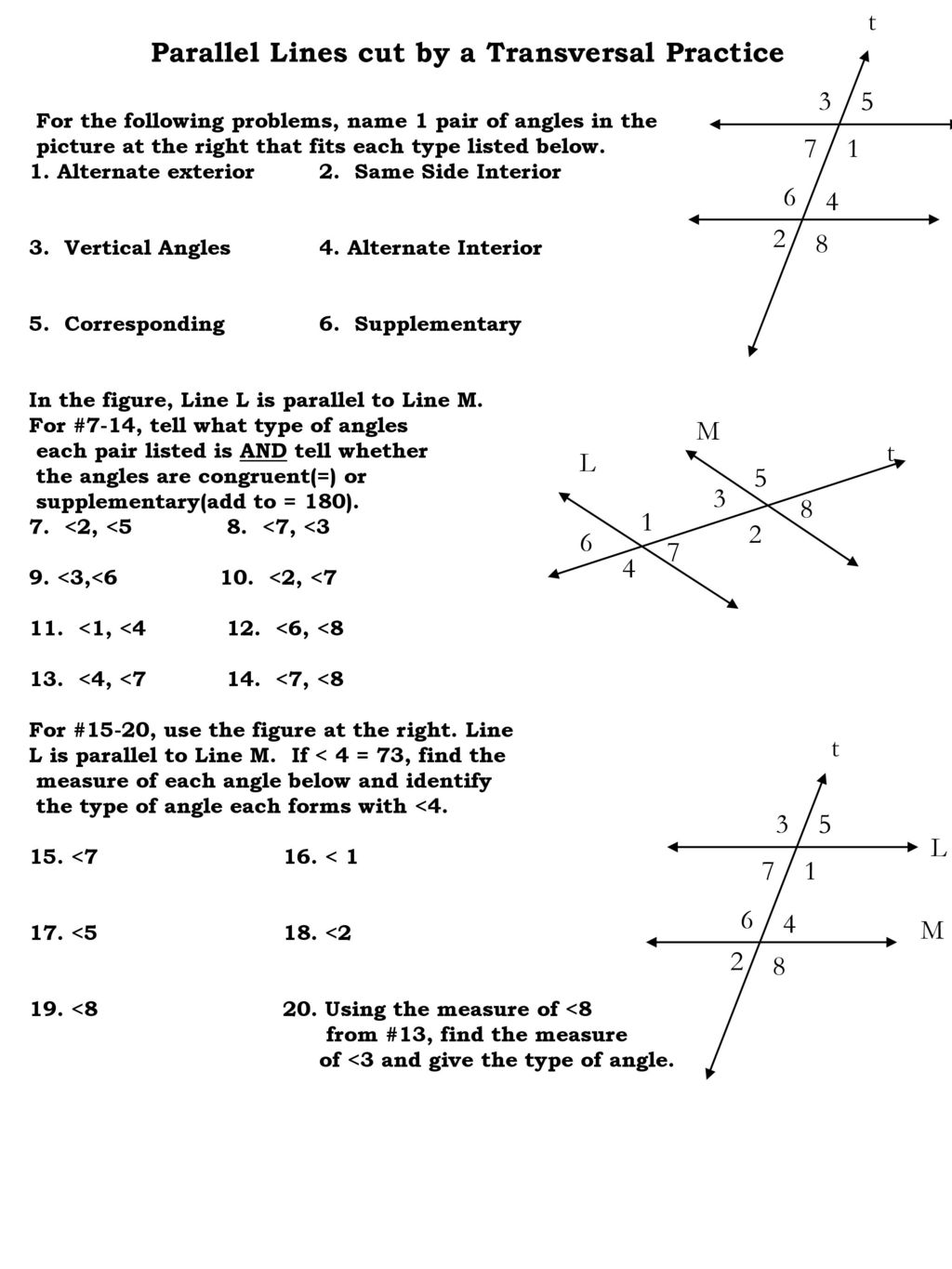 Save 50 Parallel Lines Transversal Worksheet 18