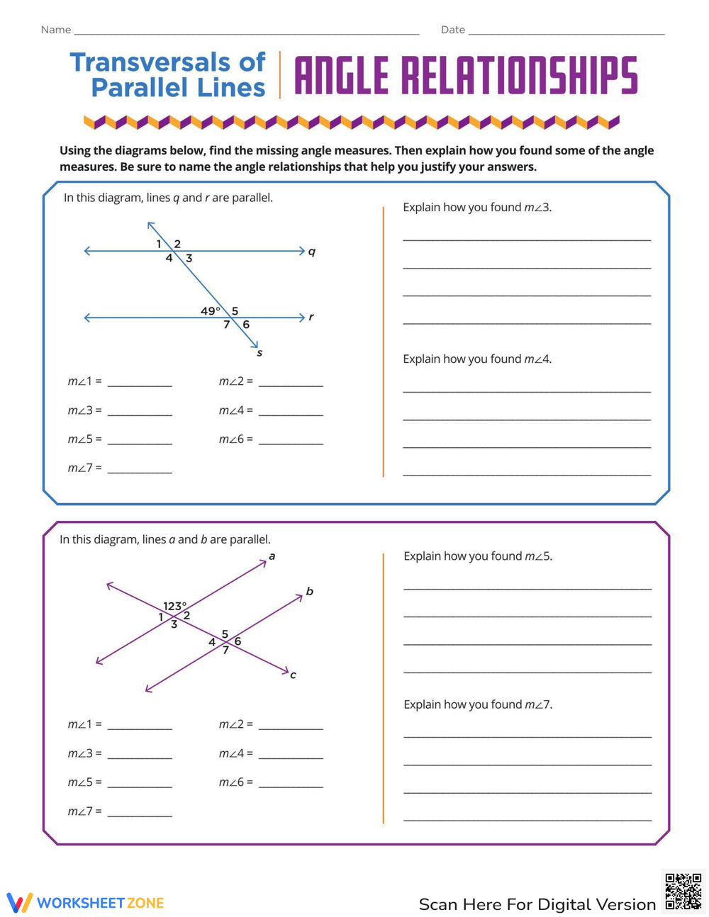 Save 50 Parallel Lines Transversal Worksheet 37