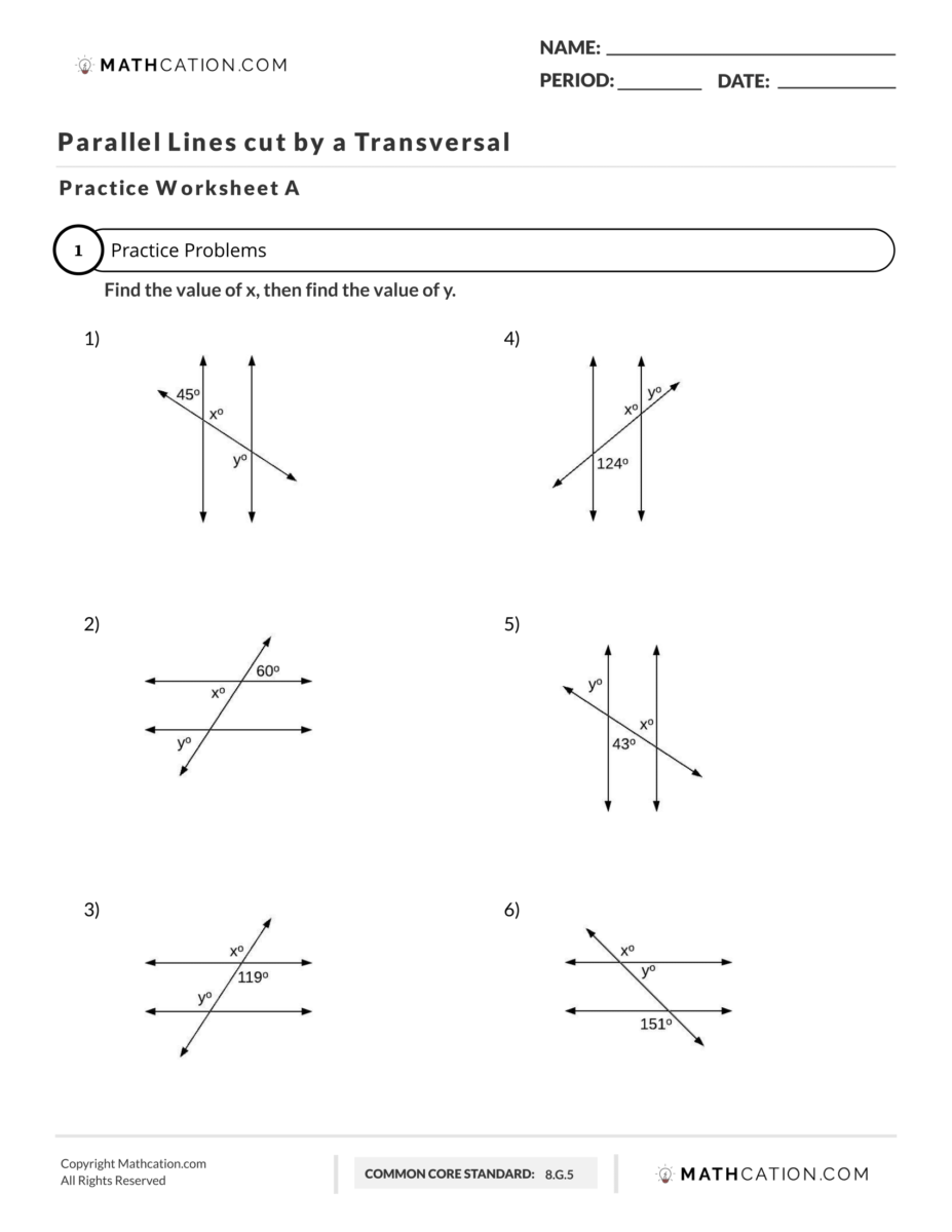 Save 50 Parallel Lines Transversal Worksheet 6