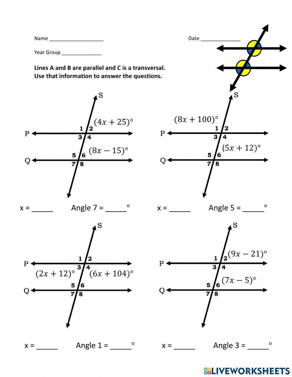 Save 50 Parallel Lines Transversal Worksheet 8