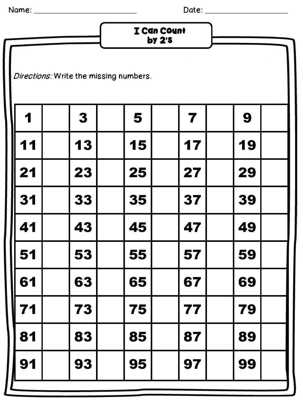 Save Count By 2S Worksheet 20