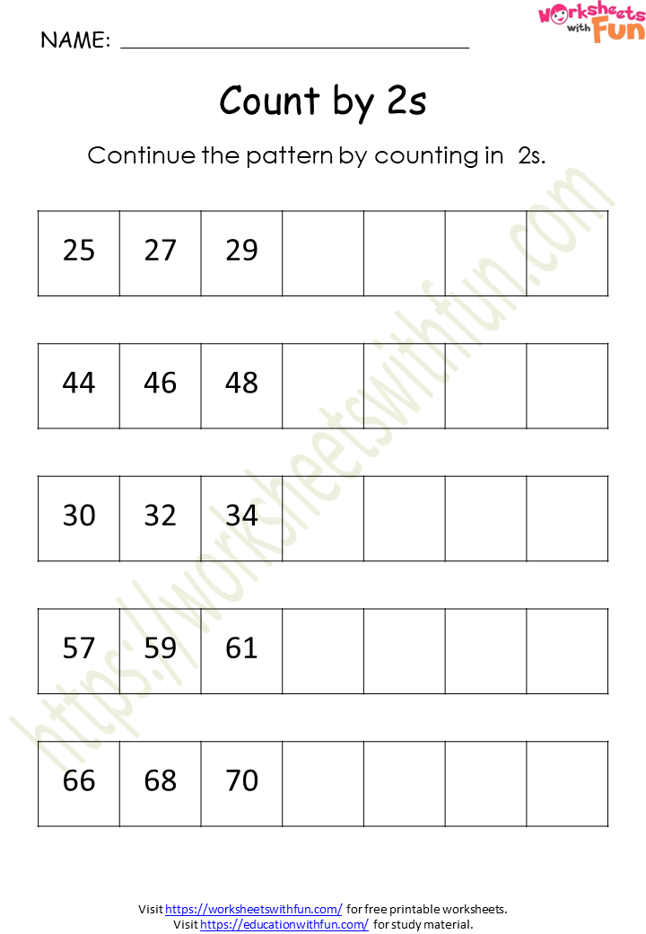 Save Count By 2S Worksheet 38