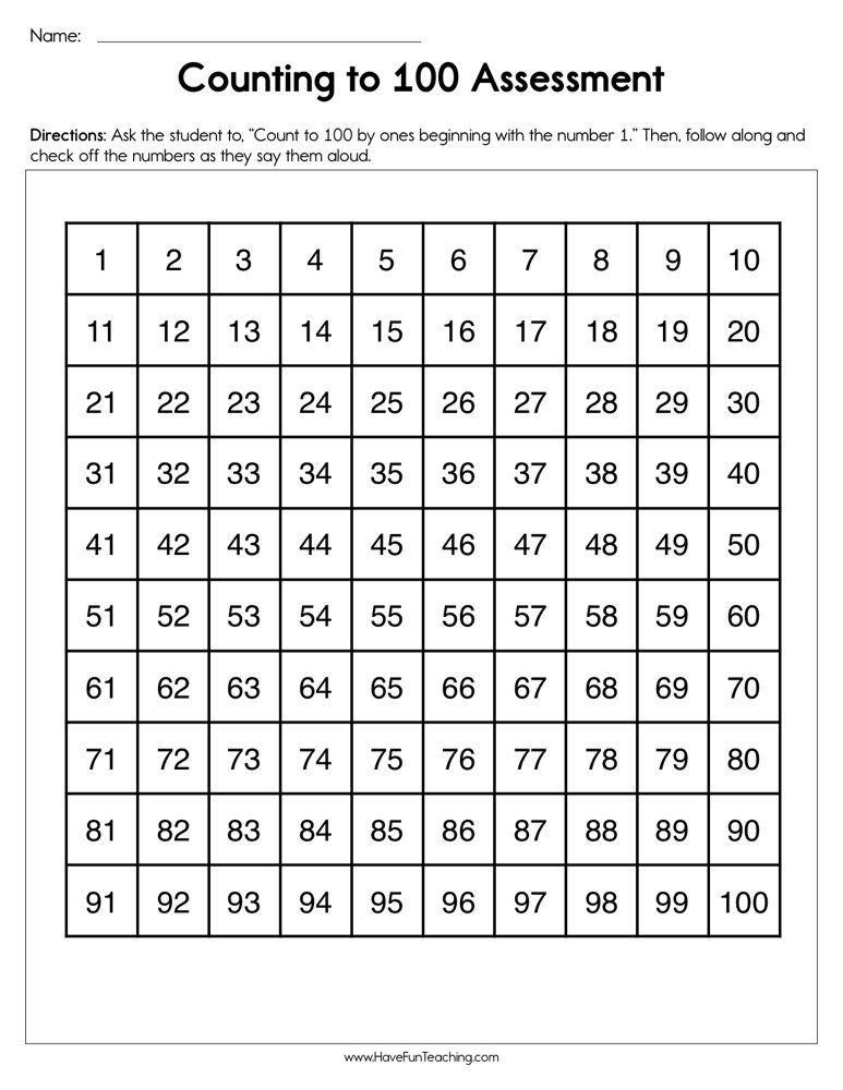 Save Count To 100 Worksheet 13