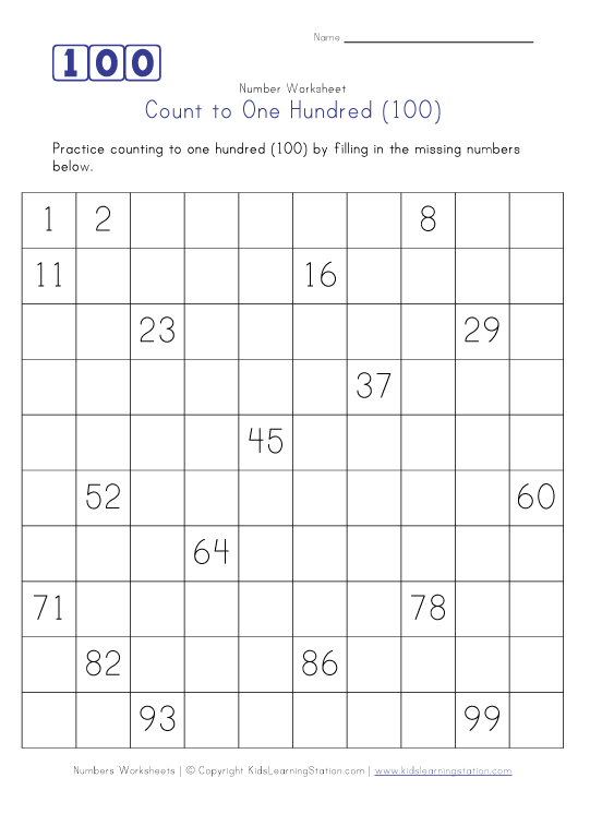 Save Count To 100 Worksheet 17