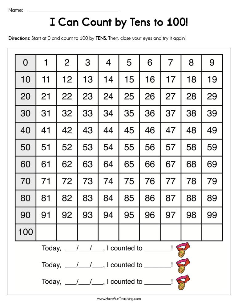 Save Count To 100 Worksheet 19