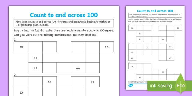 Save Count To 100 Worksheet 47