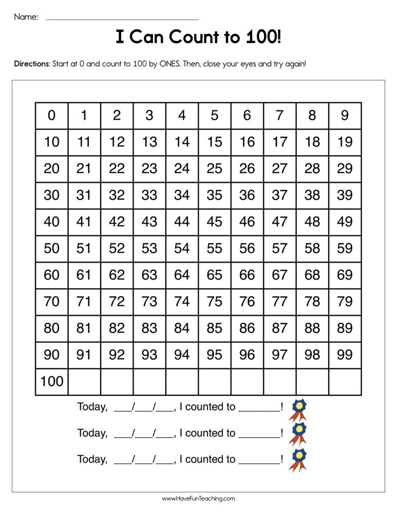 Save Count To 100 Worksheet 6