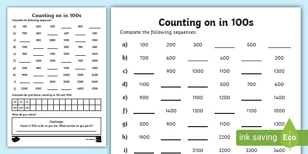 Save Count To 100 Worksheet 8