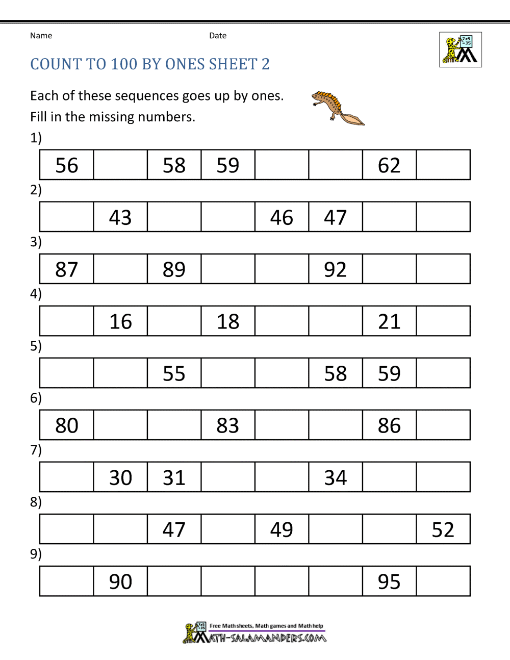 Save Count To 100 Worksheet 92