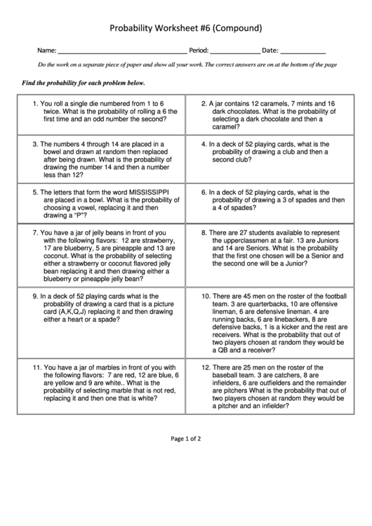 Simple Probability Worksheet Pdf 17