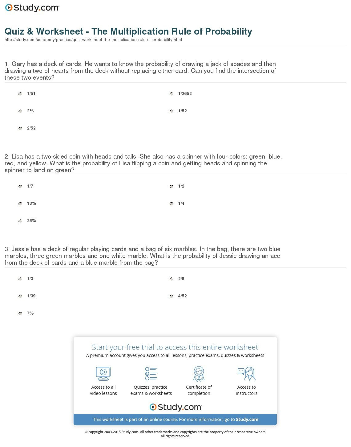 Simple Probability Worksheet Pdf 18