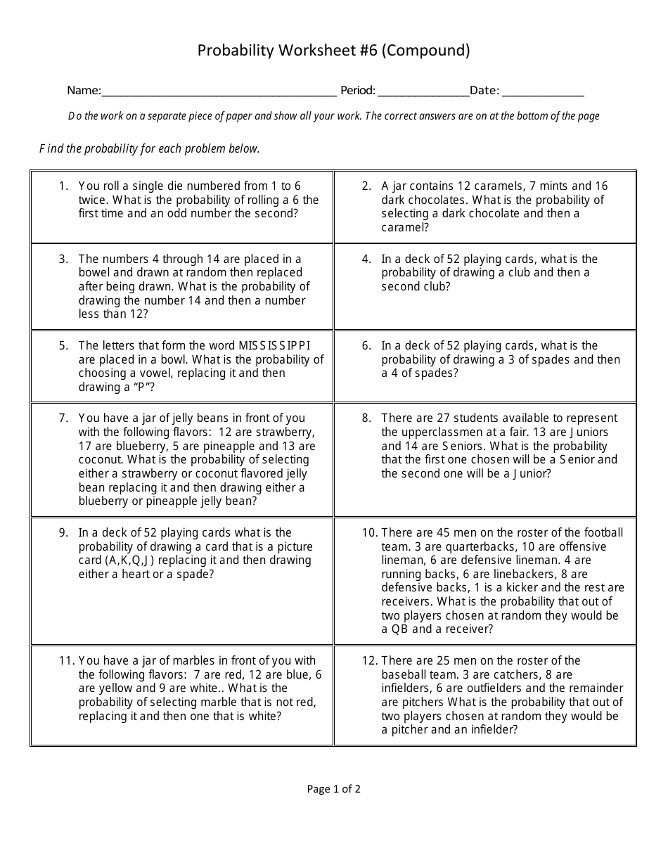 Simple Probability Worksheet Pdf 22