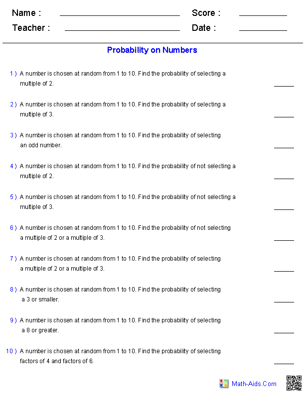 Simple Probability Worksheet Pdf 37