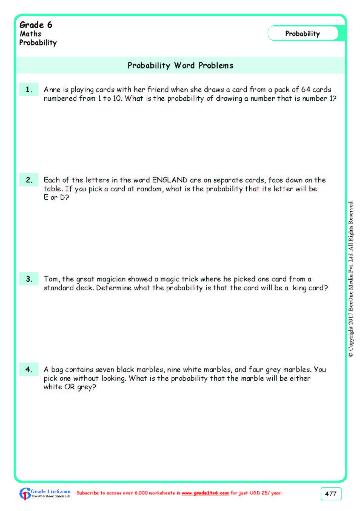 Simple Probability Worksheet Pdf 53