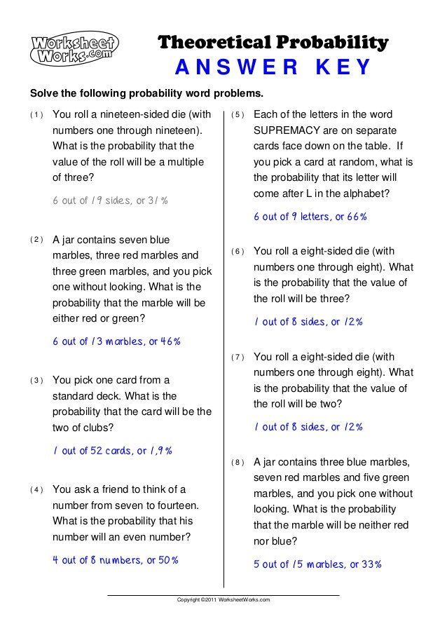 Simple Probability Worksheet Pdf 77