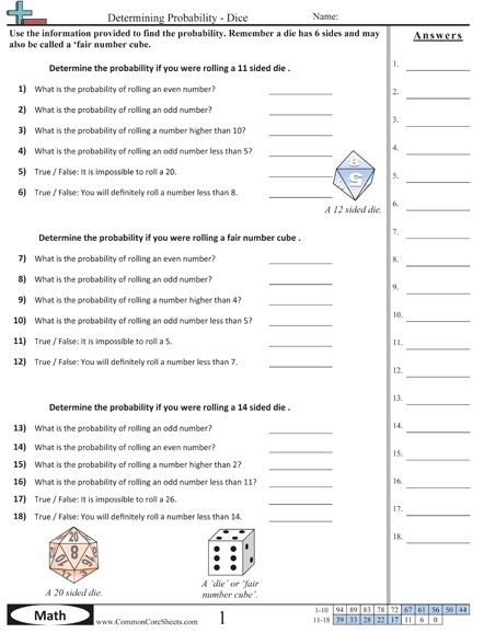 Simple Probability Worksheet Pdf 99