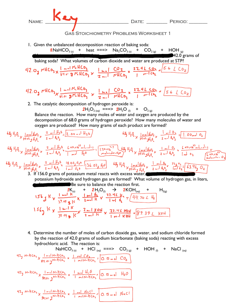 Stoichiometry Worksheet 2 Answers 10