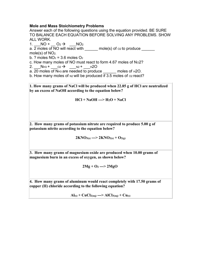 Stoichiometry Worksheet 2 Answers 14