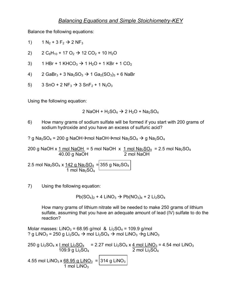 Stoichiometry Worksheet 2 Answers 23