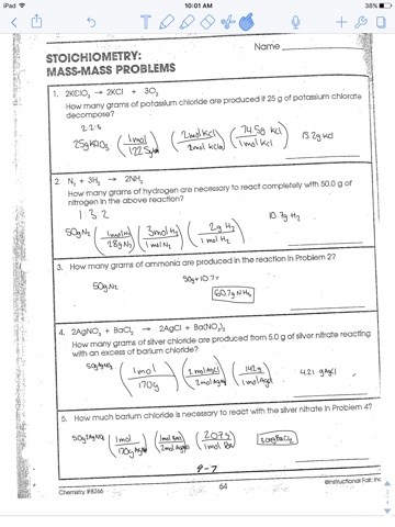 Stoichiometry Worksheet 2 Answers 24