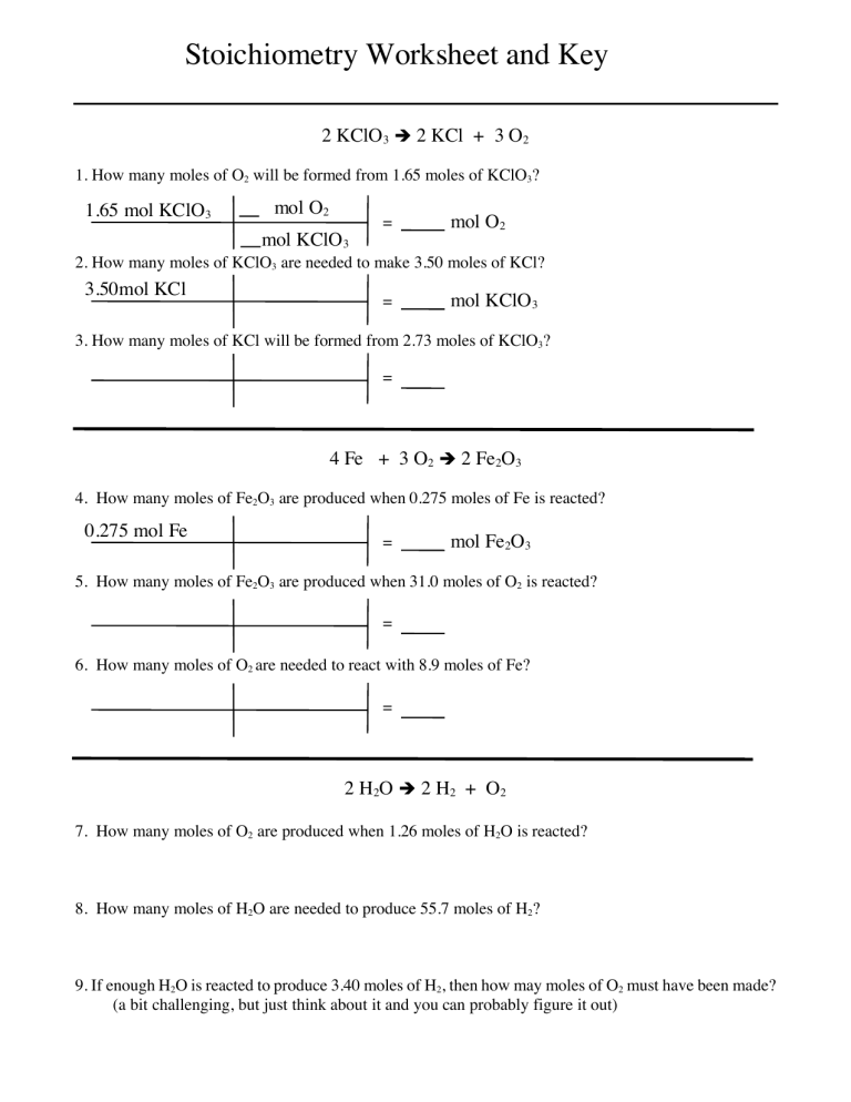 Stoichiometry Worksheet 2 Answers 3