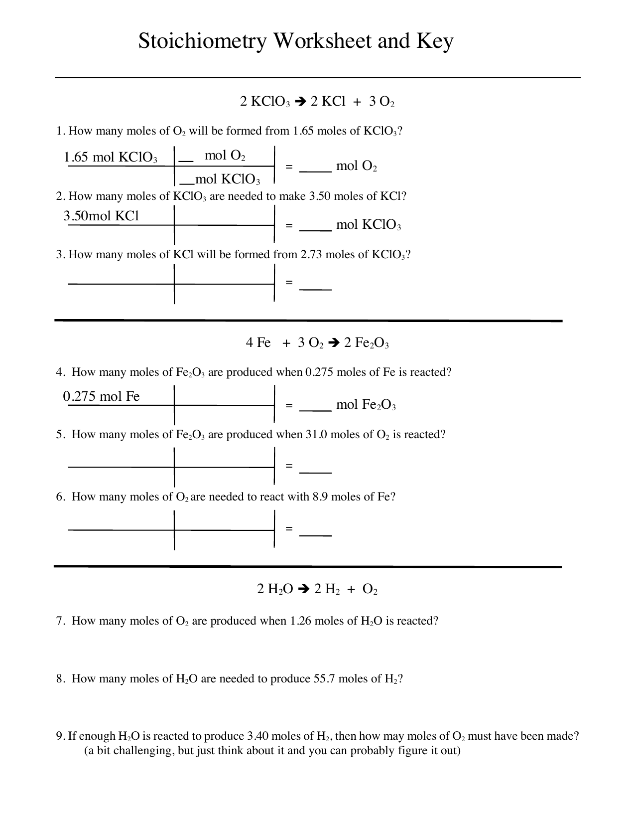 Stoichiometry Worksheet 2 Answers 33