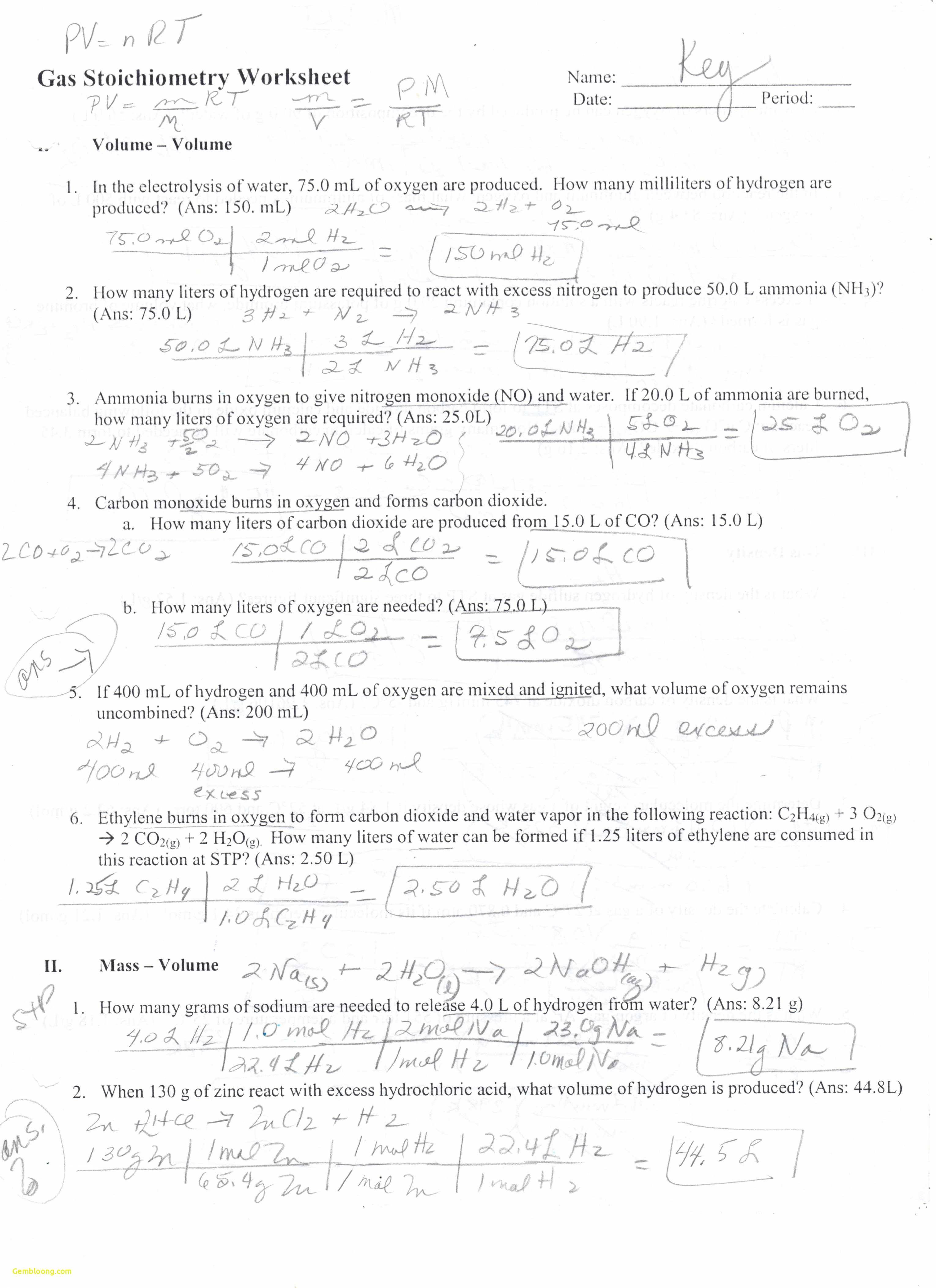 Stoichiometry Worksheet 2 Answers 35