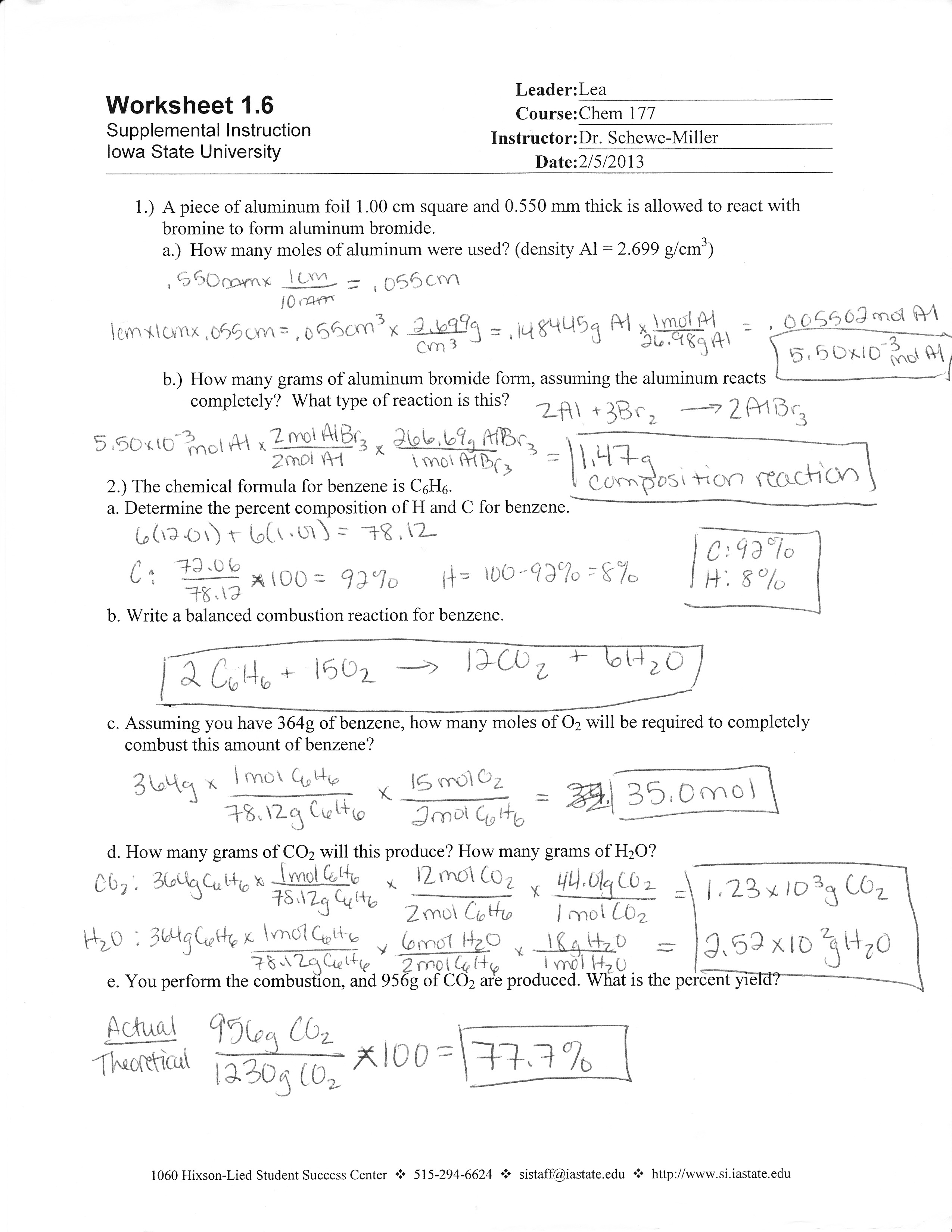 Stoichiometry Worksheet 2 Answers 43