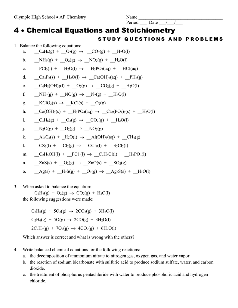 Stoichiometry Worksheet 2 Answers 47