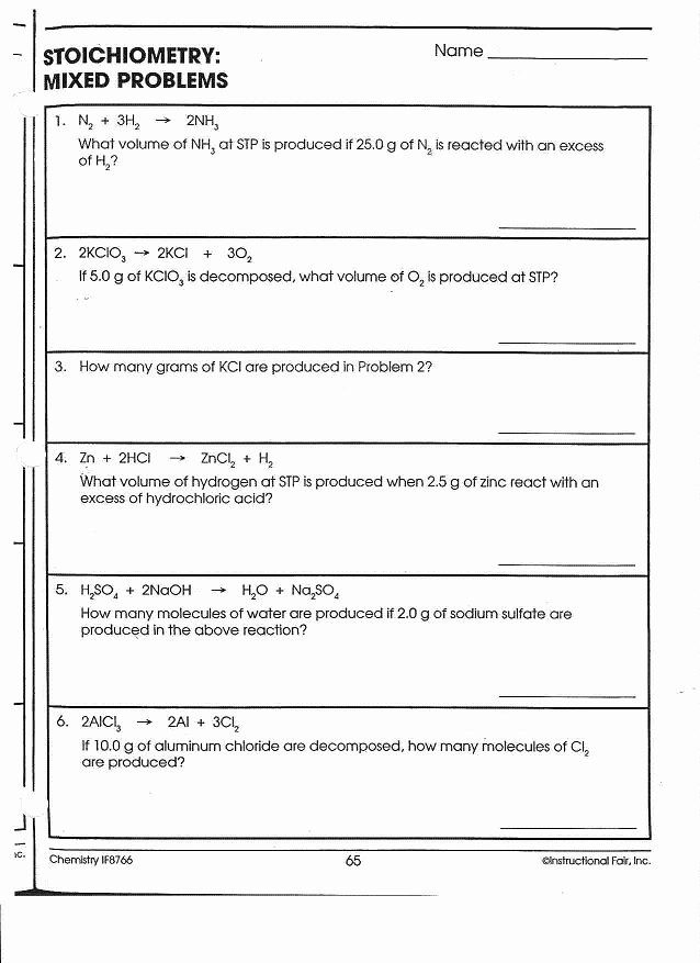 Stoichiometry Worksheet 2 Answers 61