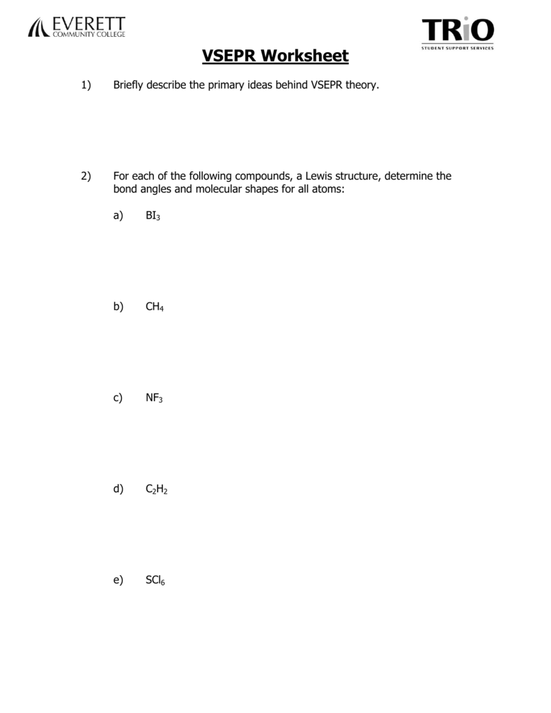 Vsepr Worksheet With Answers 14