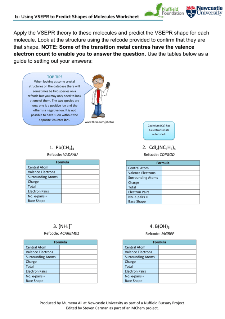 Vsepr Worksheet With Answers 18