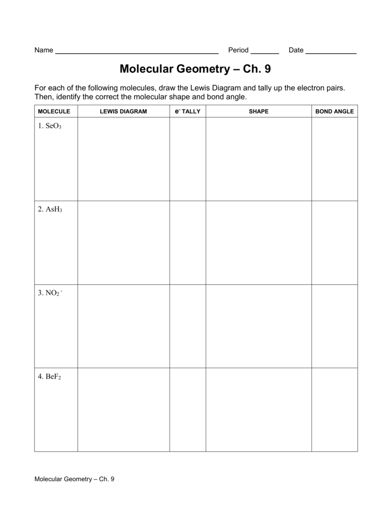 Vsepr Worksheet With Answers 37