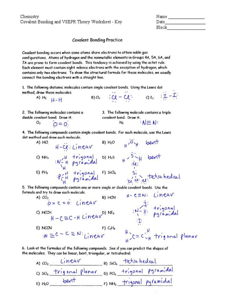 Vsepr Worksheet With Answers 45