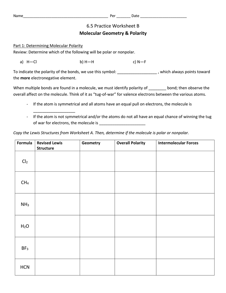 Vsepr Worksheet With Answers 50