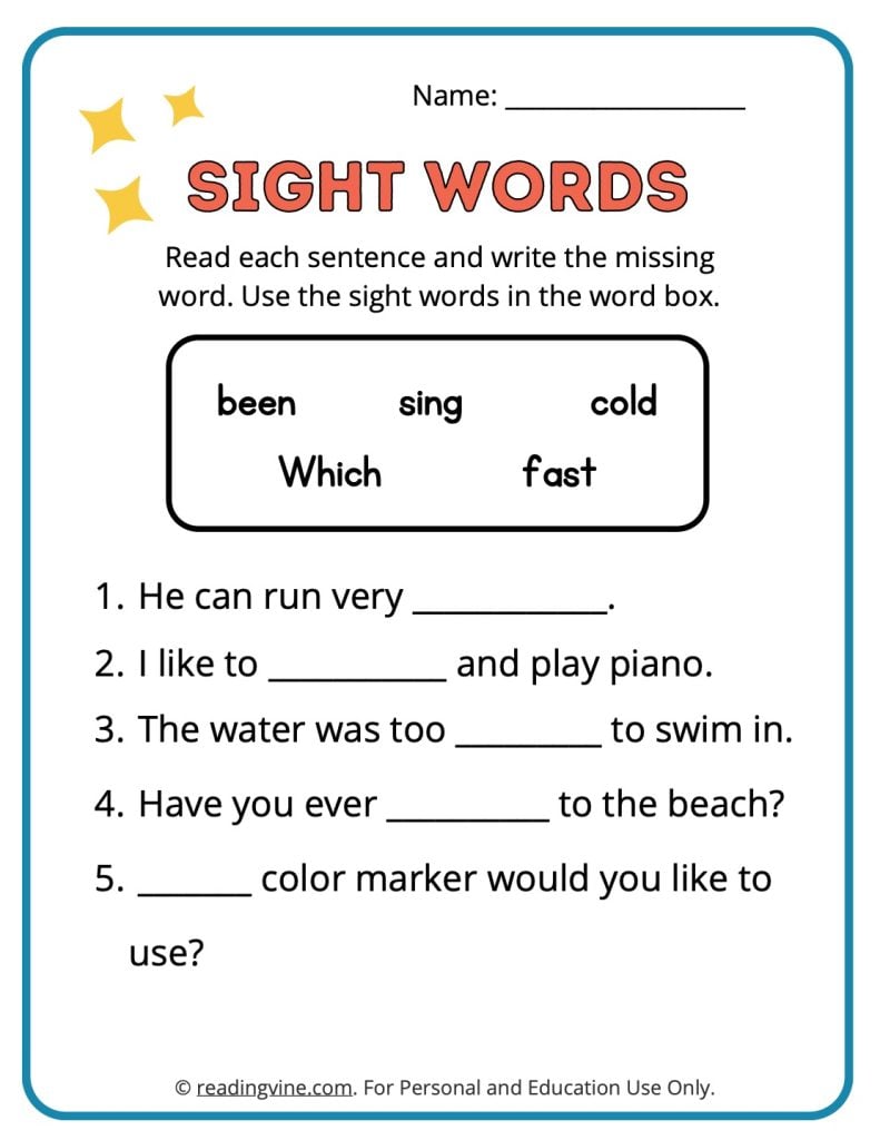 31 As Sight Word Worksheets 10