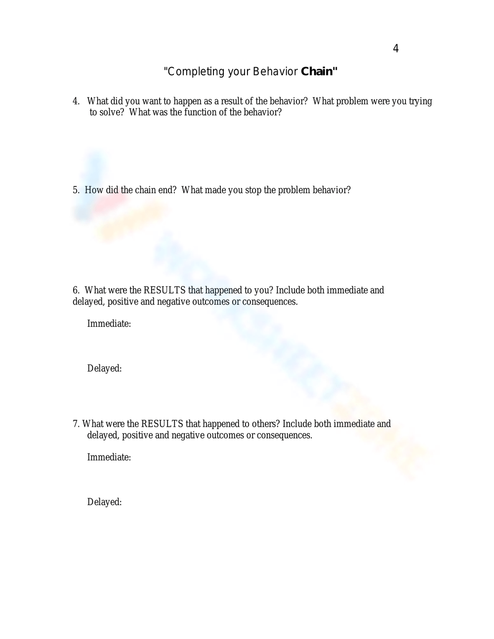 36 Behavioral Chain Analysis Worksheet 18