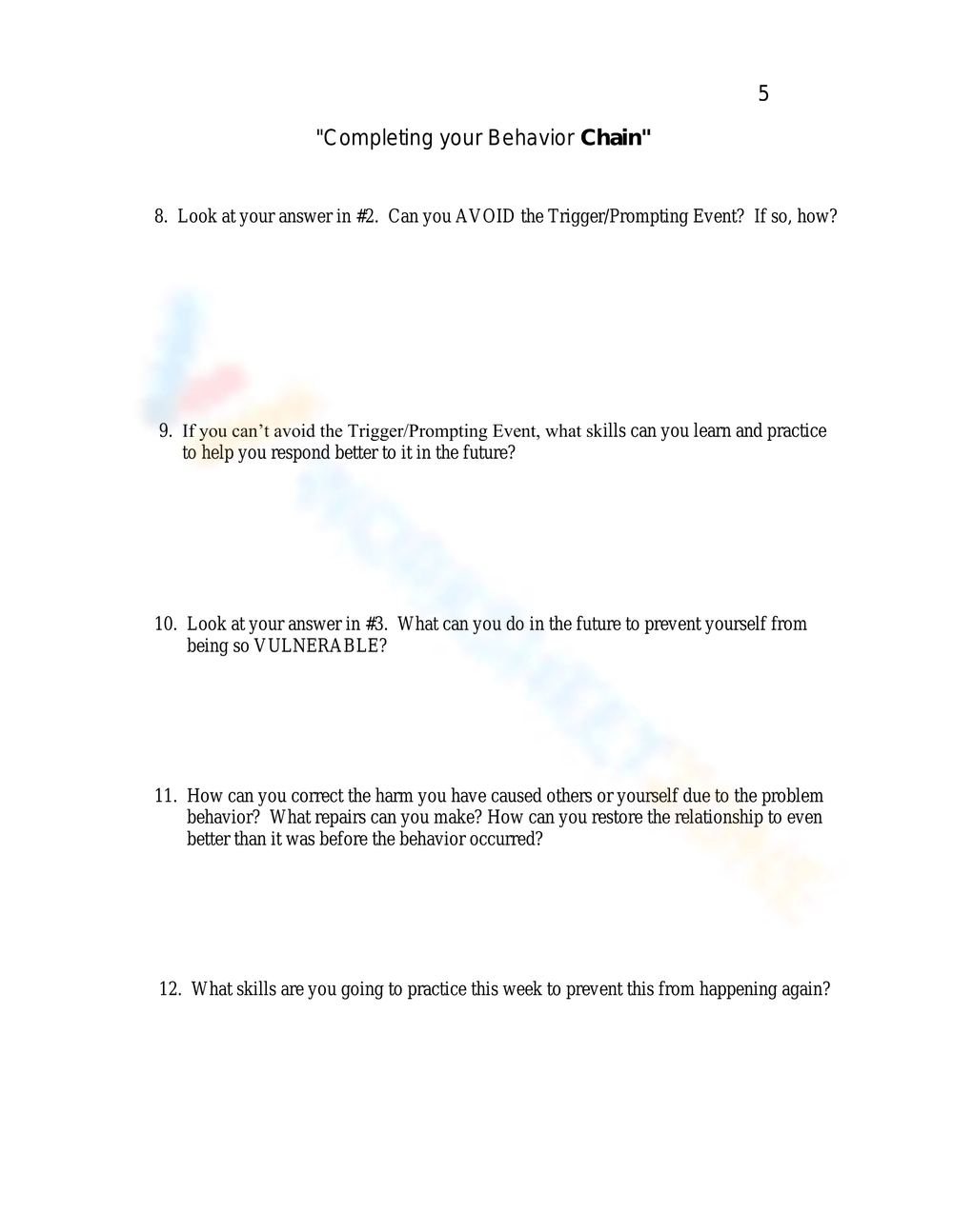 36 Behavioral Chain Analysis Worksheet 27