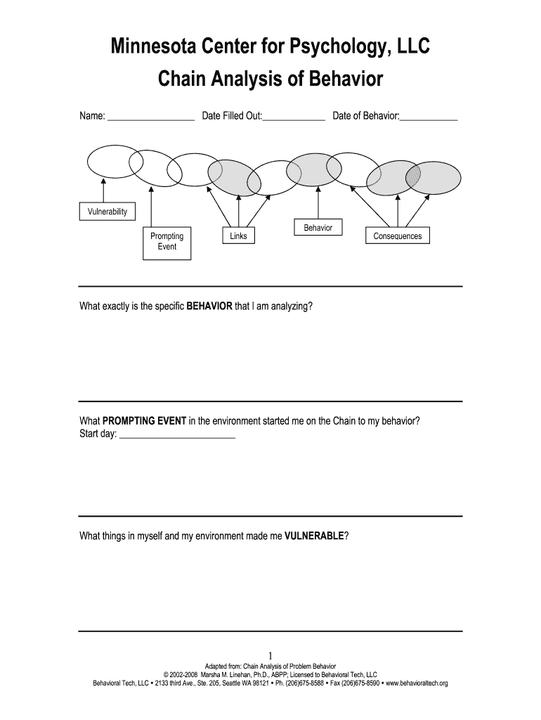 36 Behavioral Chain Analysis Worksheet 31